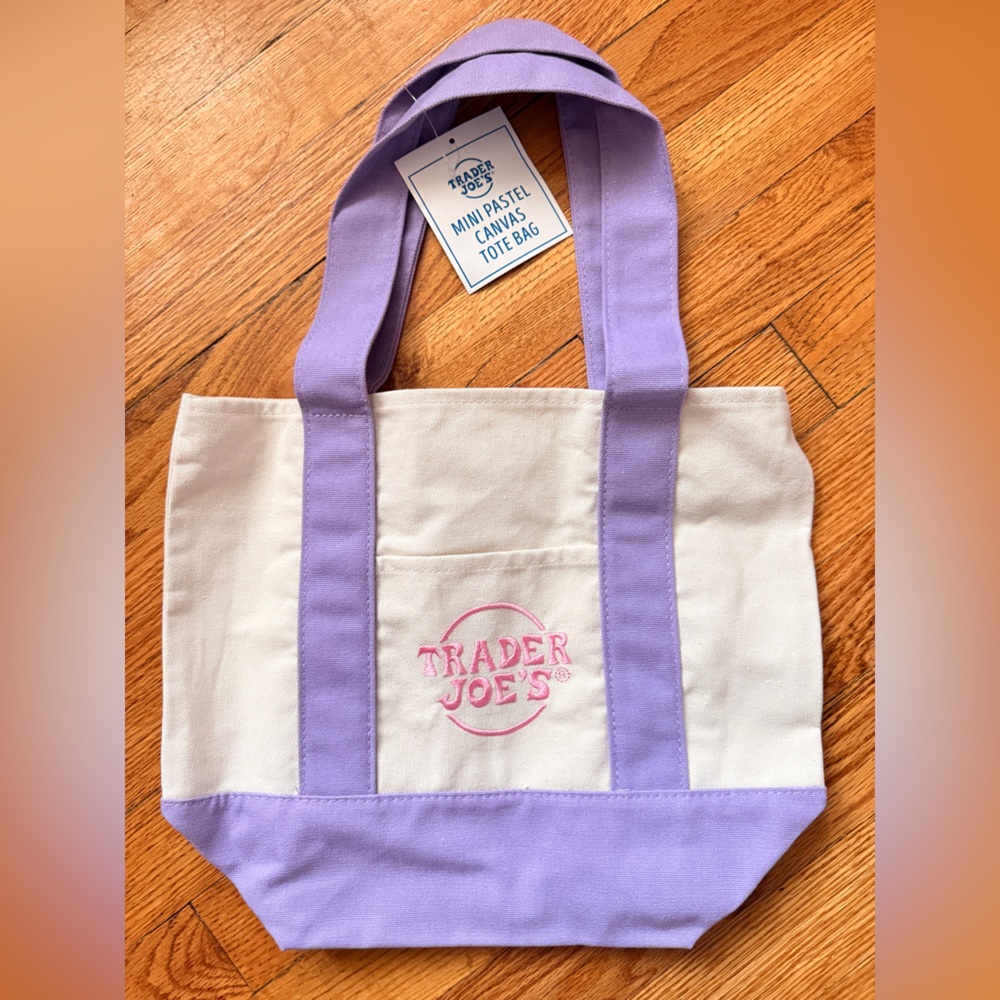 NWT | TRADER JOE’S | Lavender Purple & Pink Canvas Mini Tote Bag